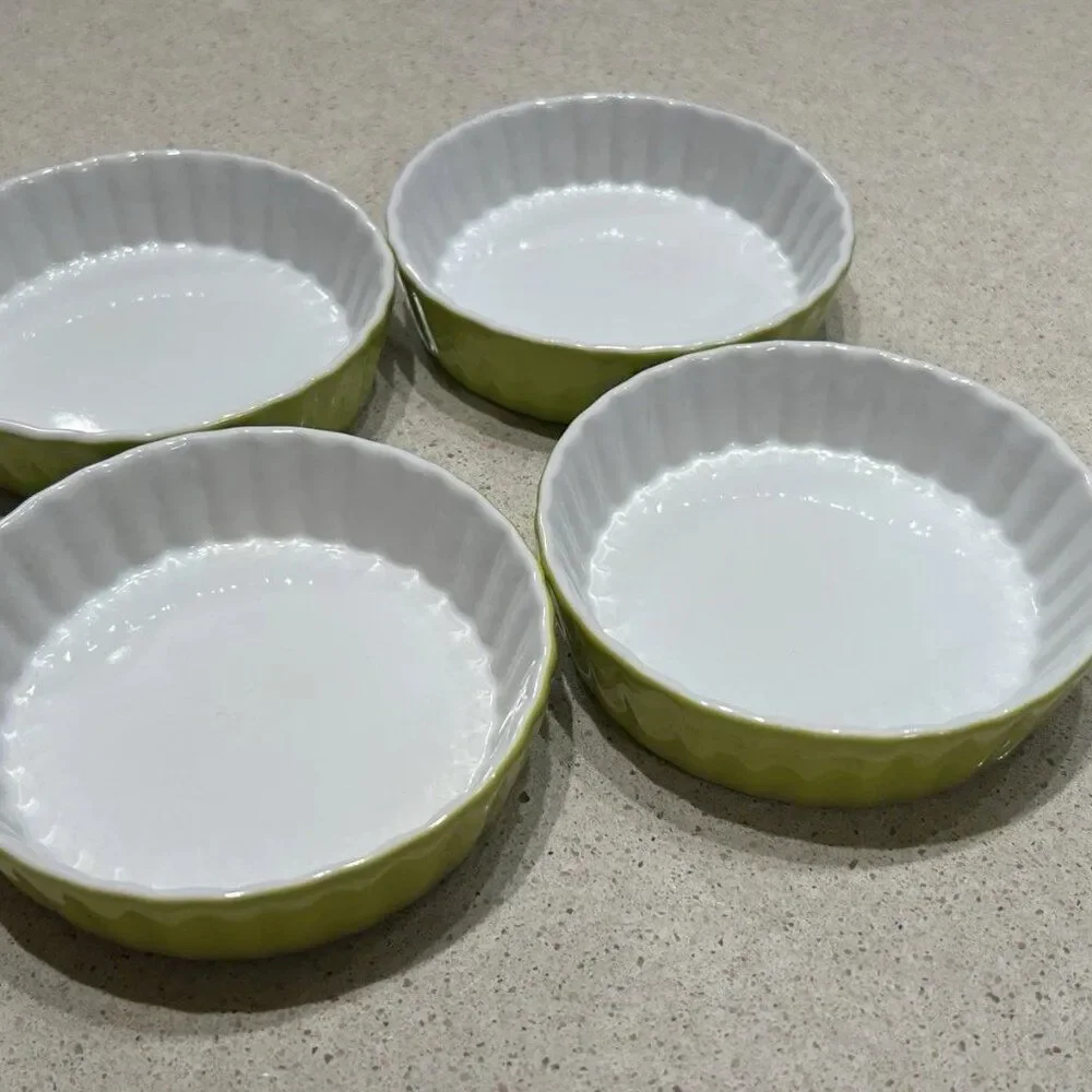 World Market Ramekins Lime Green Color Porcelain, 4.5 inches - SET OF 4